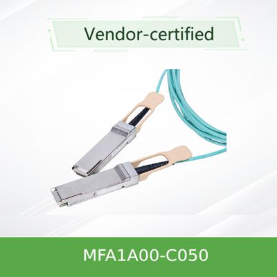 QSFP LSZH Mellanox AOC 액티브 광 케이블 MFA1A00-C050 100GbE 50m 새롭고 원래