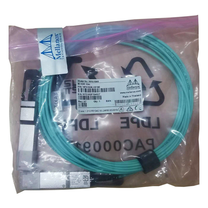 2xQSFP56 MMF 멜라녹스 AOC 케이블에 대한 2x100GbE QSFP56에 대한 MFS1S50-H010V Aoc 케이블 200GbE