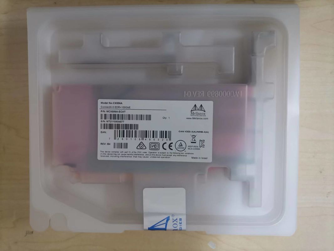 ConnectX-5 Ex VPI 어댑터 멜라녹스 네트워크 카드 EDR 인피니밴드와 100GbE 이원 포트 QSFP28 MCX556A-EDAT