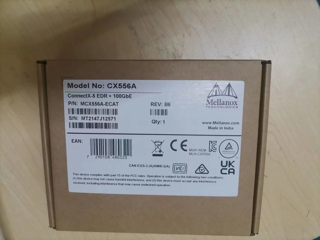 ConnectX-5 Ex VPI 어댑터 멜라녹스 네트워크 카드 EDR 인피니밴드와 100GbE 이원 포트 QSFP28 MCX556A-EDAT