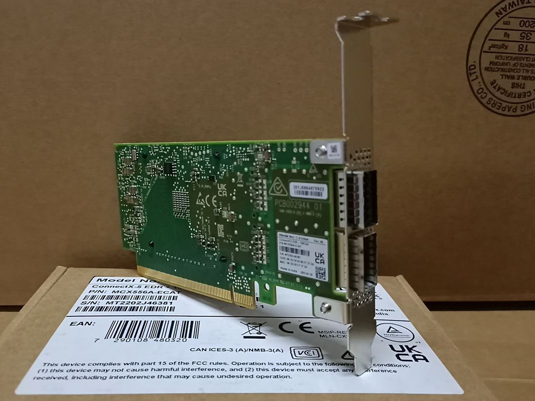 커넥트X-5 VPI 어댑터 멜라녹스 네트워크 카드 EDR IB 100GbE 듀얼 포트 QSFP28 PCIe3.0 MCX556A-ECAT