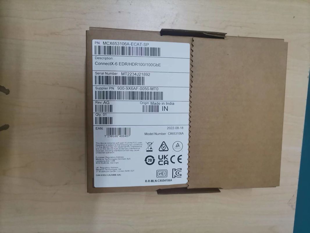 MCX653105A-ECAT 커넥트X-6 VPI 어댑터 카드 100Gb/S HDR100 EDR IB 100GbE 단일 포트 QSFP56