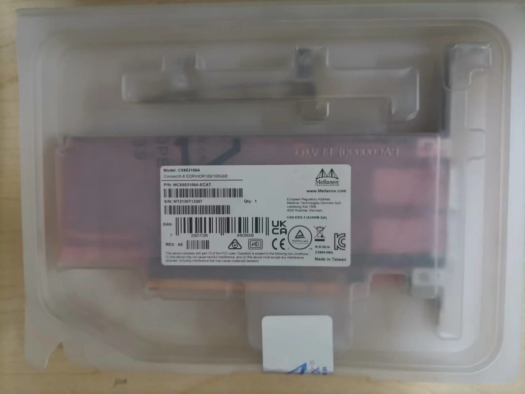 오리지널 MCX653106A-ECAT 커넥트 X-6 100Gb/S 듀얼 포트 QSFP56 이더넷 어댑터
