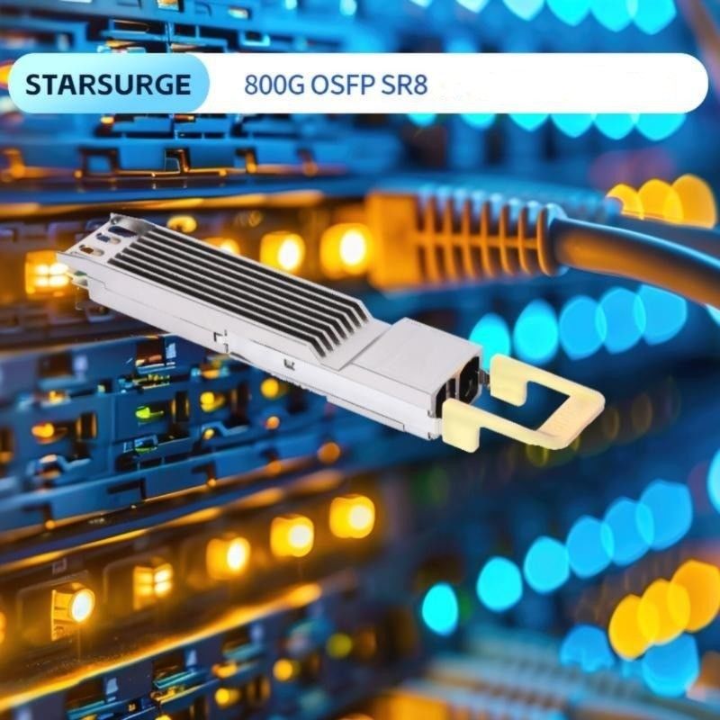 ≤ 17W 최소 수신 전력 800G OSFP SR8 트랜시버 인피니밴드 NDR 8x100GbE 브레이크오웃 광섬유 장비