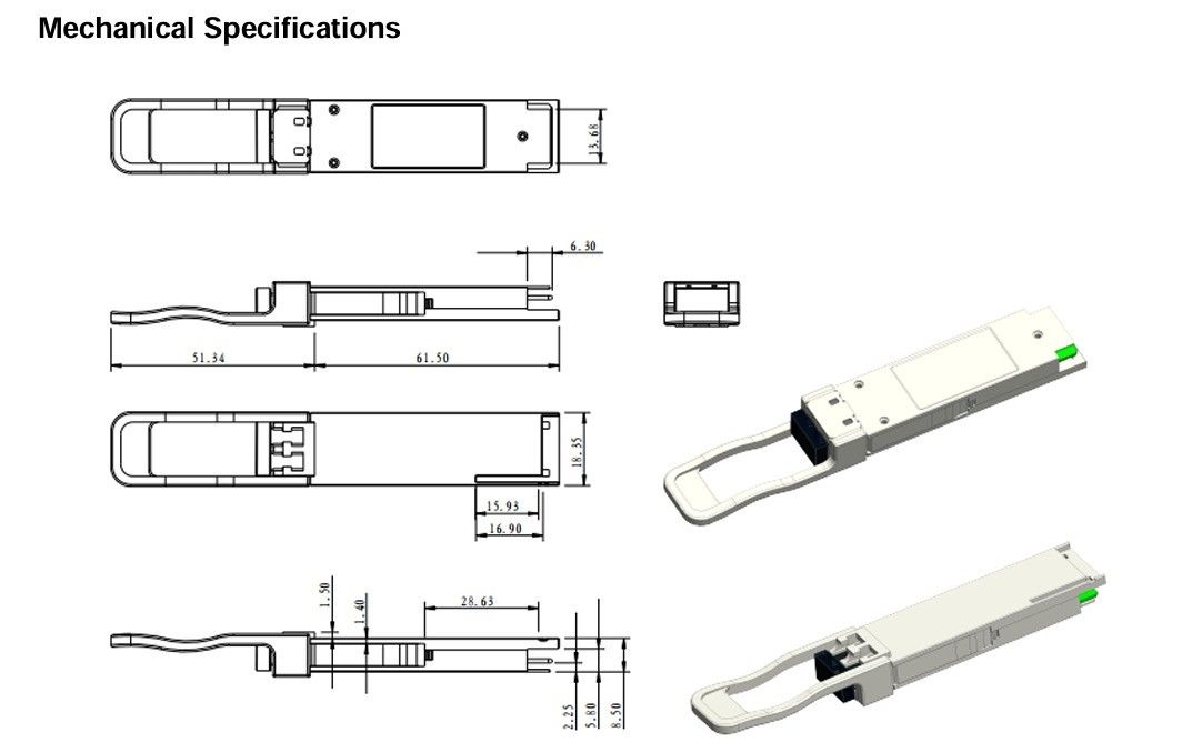 100G QSFP28 ZR4 LC 듀플렉스 광 송수신기 80km SFP28 LR4 103Gbps EML LAN-WDM 송수신기 디지털 진단
