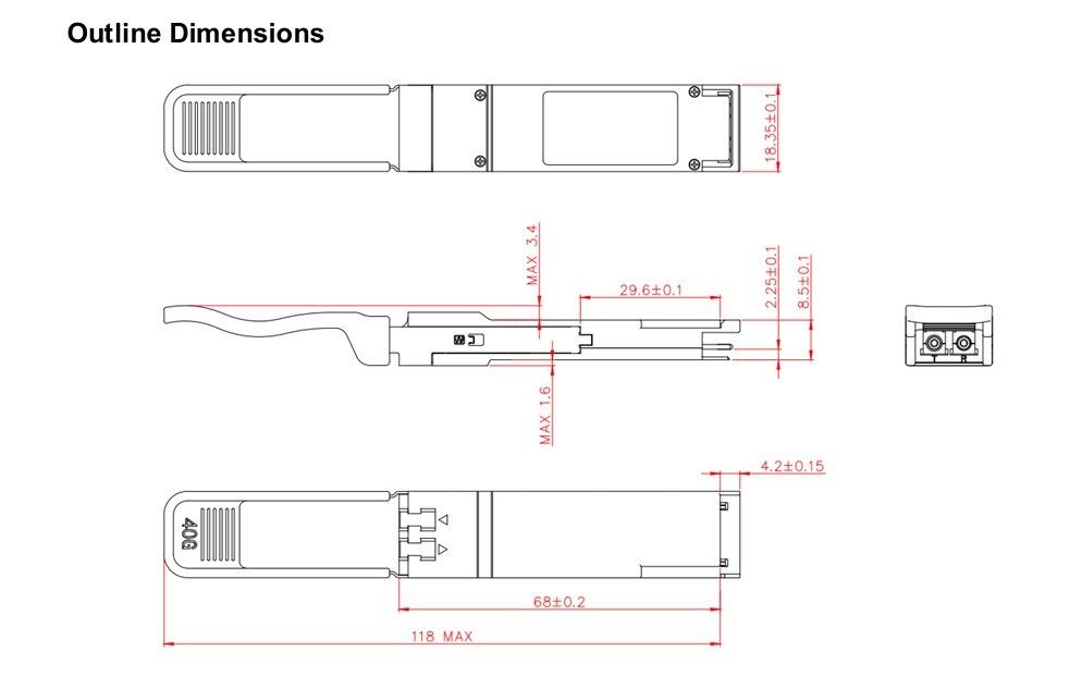전송 거리 10km 40Gb/s QSFP LR4 광 수신기 1277.5nm 고속 광섬유 장비용 10km 듀플렉스 LC