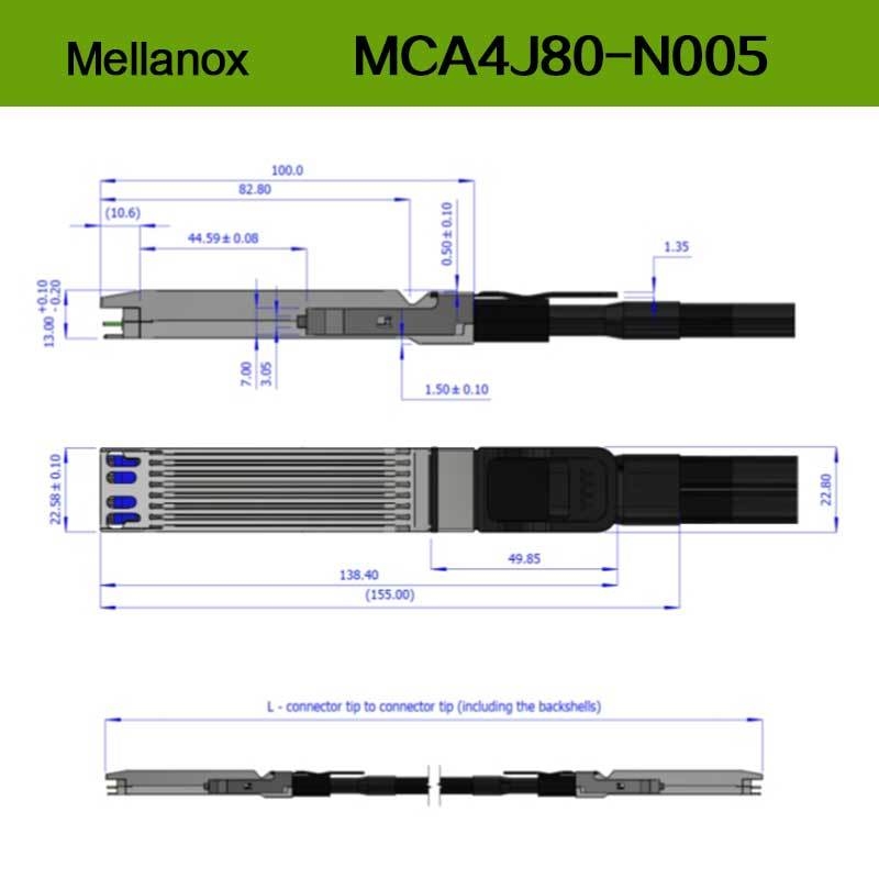 멜라녹스 DAC 케이블 MCA4J80-N005 액티브 구리 케이블 IB 트윈 포트 NDR 800Gb/s OSFP 5m