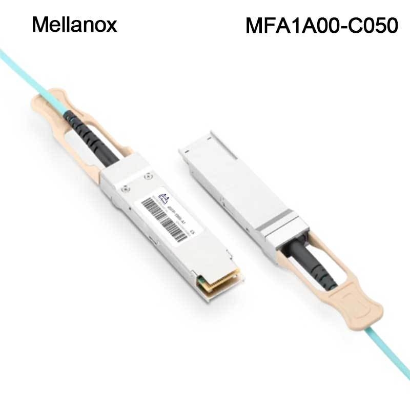 QSFP LSZH Mellanox AOC 액티브 광 케이블 MFA1A00-C050 100GbE 50m 새롭고 원래
