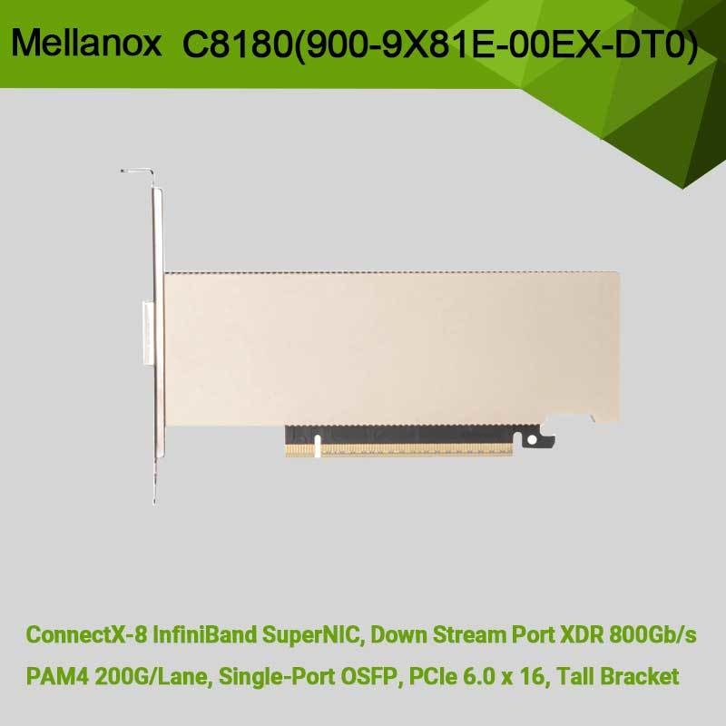 Nvidia Connectx-8 어댑터 C8180 (900-9X81E-00EX-DT0) 단일 케이지 Osfp 인피니밴드: 800gbs Xdr Ib
