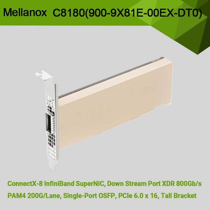 Nvidia Connectx-8 어댑터 C8180 (900-9X81E-00EX-DT0) 단일 케이지 Osfp 인피니밴드: 800gbs Xdr Ib