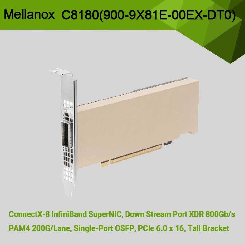 Nvidia Connectx-8 어댑터 C8180 (900-9X81E-00EX-DT0) 단일 케이지 Osfp 인피니밴드: 800gbs Xdr Ib