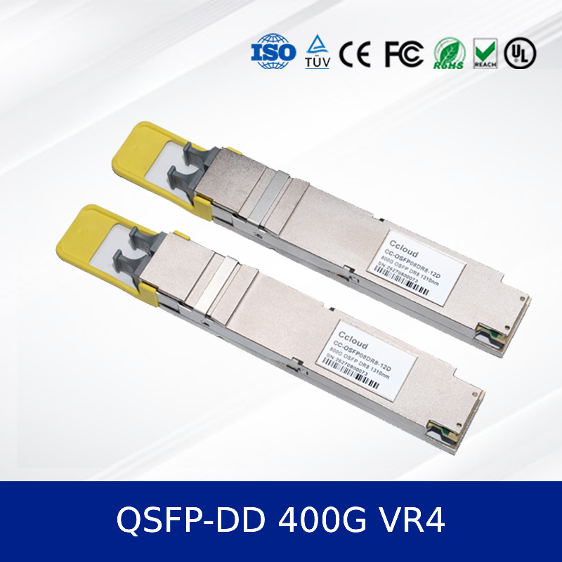 400G QSFP-DD VR4 광 트랜시버 모듈 50m 도달 거리, PAM4, CMIS 5.0