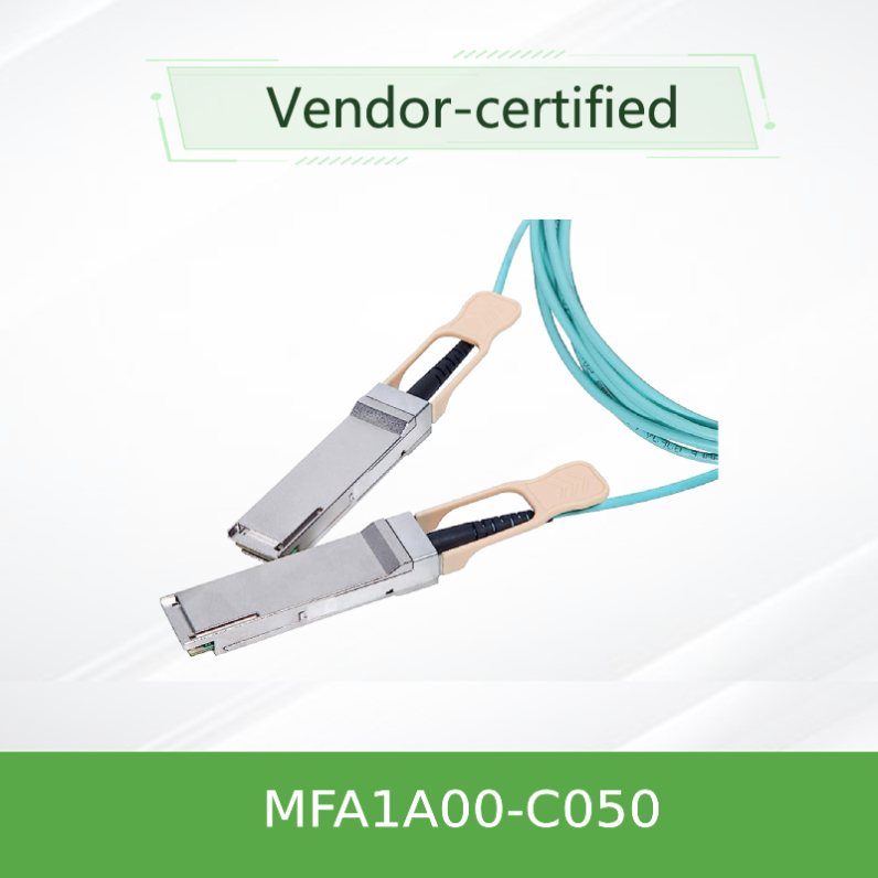 QSFP LSZH Mellanox AOC 액티브 광 케이블 MFA1A00-C050 100GbE 50m 새롭고 원래
