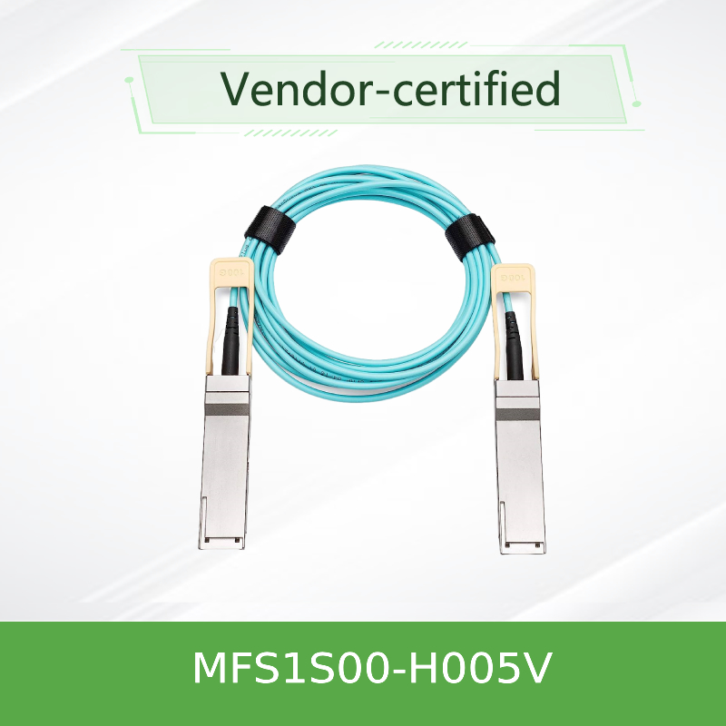 NVIDIA MFS1S00-H005V 200Gb/s QSFP56 액티브 광 케이블 - HDR InfiniBand 및 200GbE용 5m AOC
